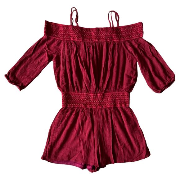 Purple Snow Red Cold Shoulder Romper, L - Picture 2 of 8